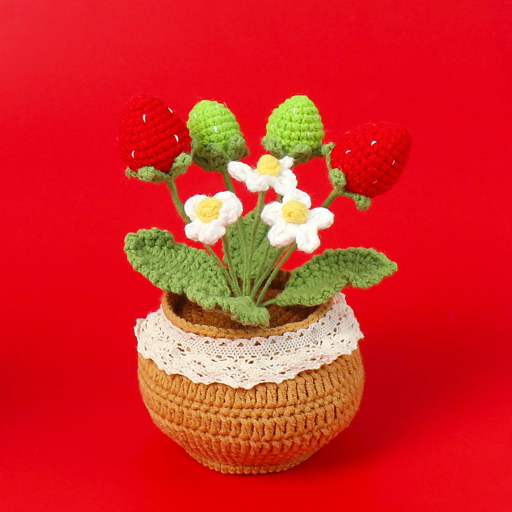 Finished Handmade Wool Woven Home Decoration Tulip Potted Plant