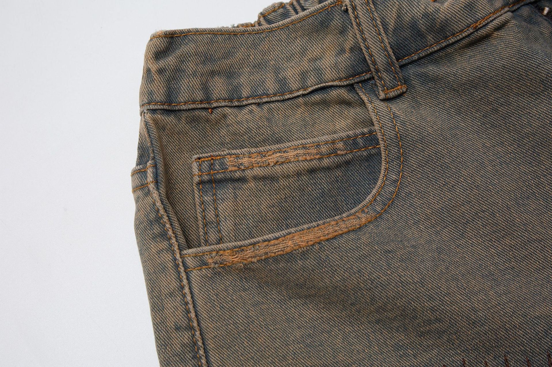 Men's Distressed Vintage Cotton Denim Shorts