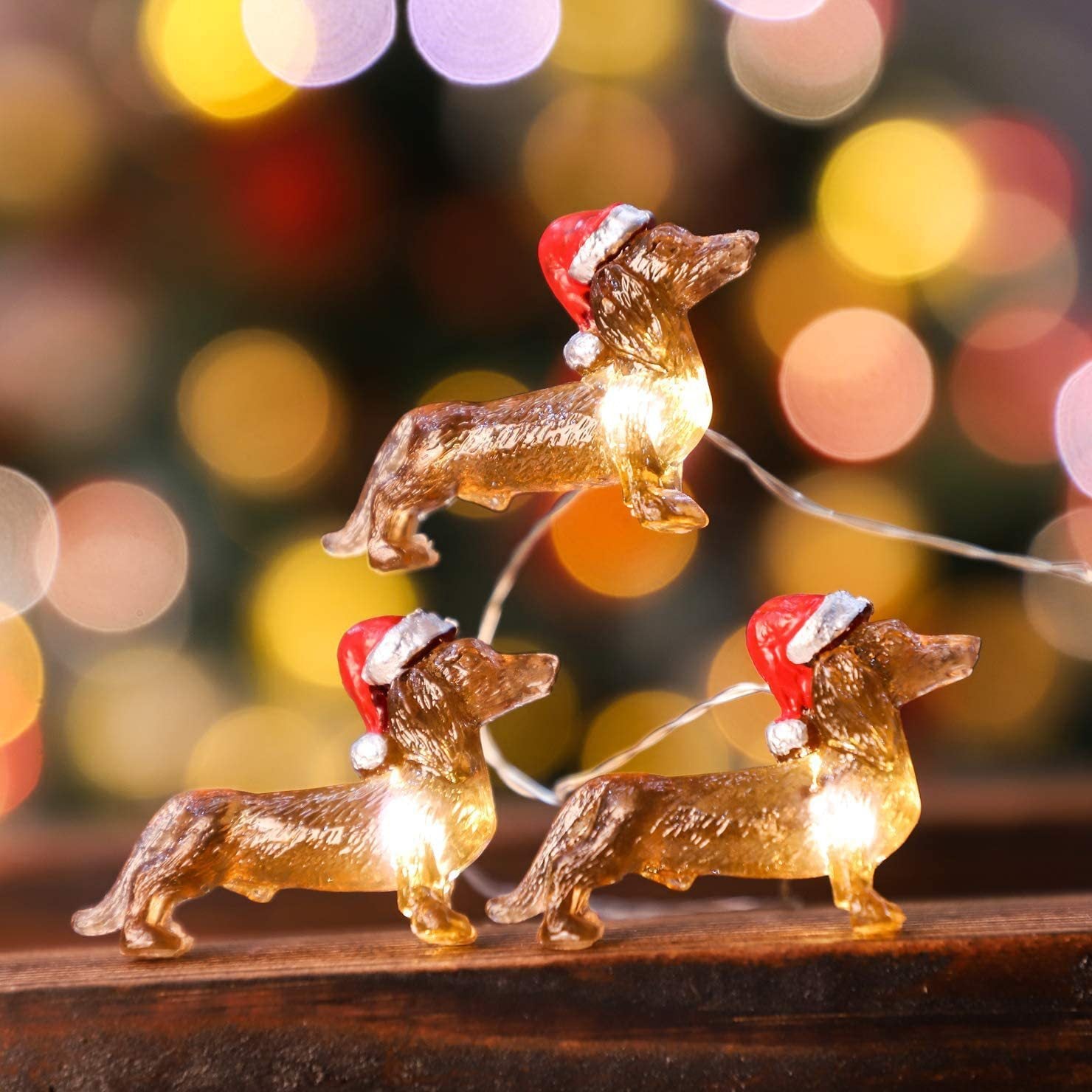Festival Decorative Lamp Resin Simulation Transparent Sausage Dog Christmas String Light