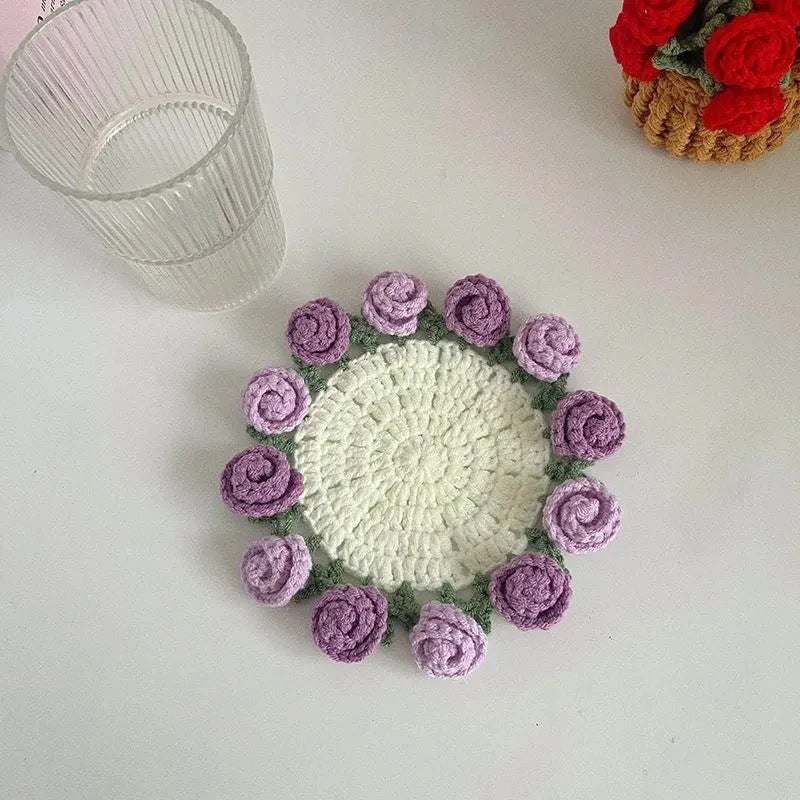 Rose Coaster Crochet Diy Material Package