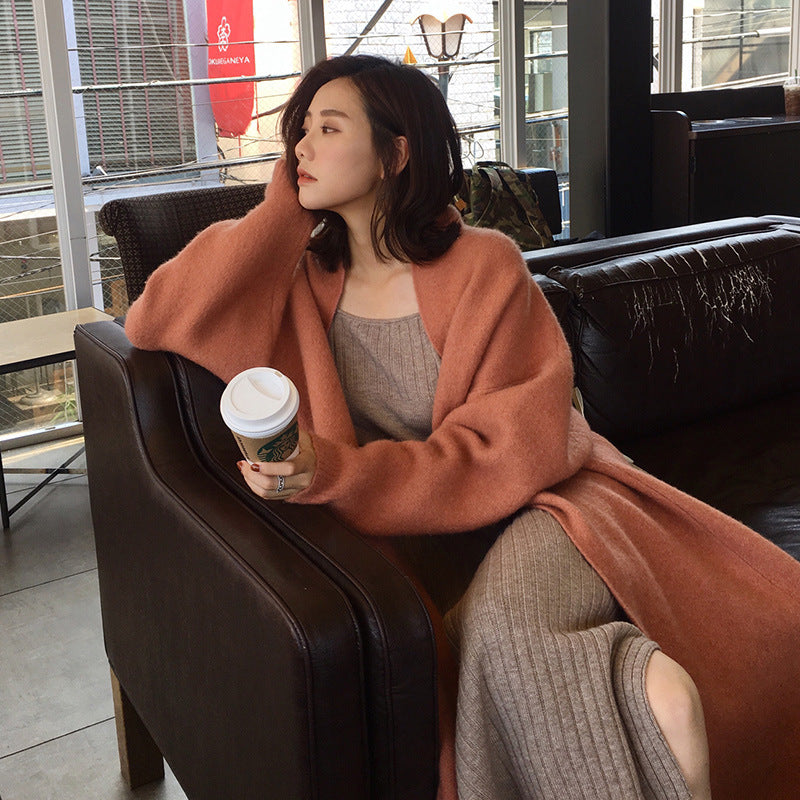 Sweater Loose Outer  Lazy Wind Mid-length Knitted Cardigan Jacket
