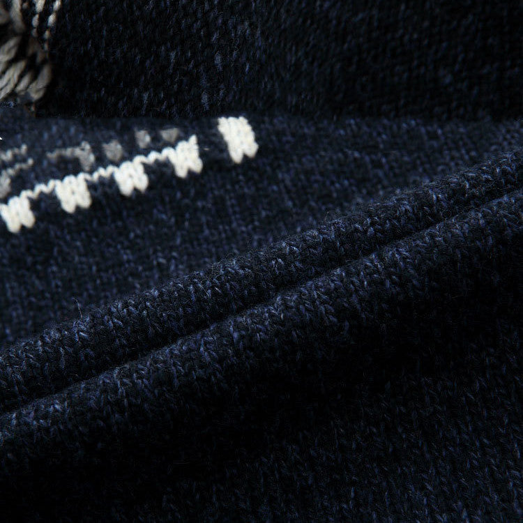 Men's Jacquard Slim Stand Collar Sweater Casual Coat