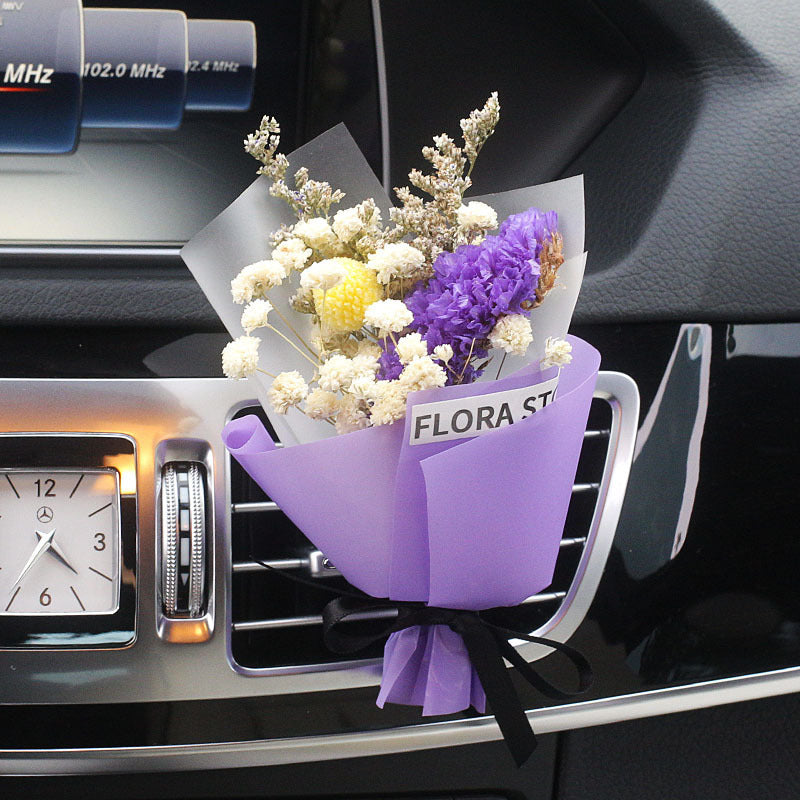Fashion Creative Dried Flowers Decorative Car Female Motor Air Outlet Fragran