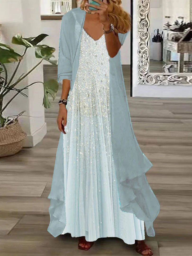 European And American Vacation Spaghetti Straps Long Skirt Indian Style Large Swing Skirt Two-piece Set