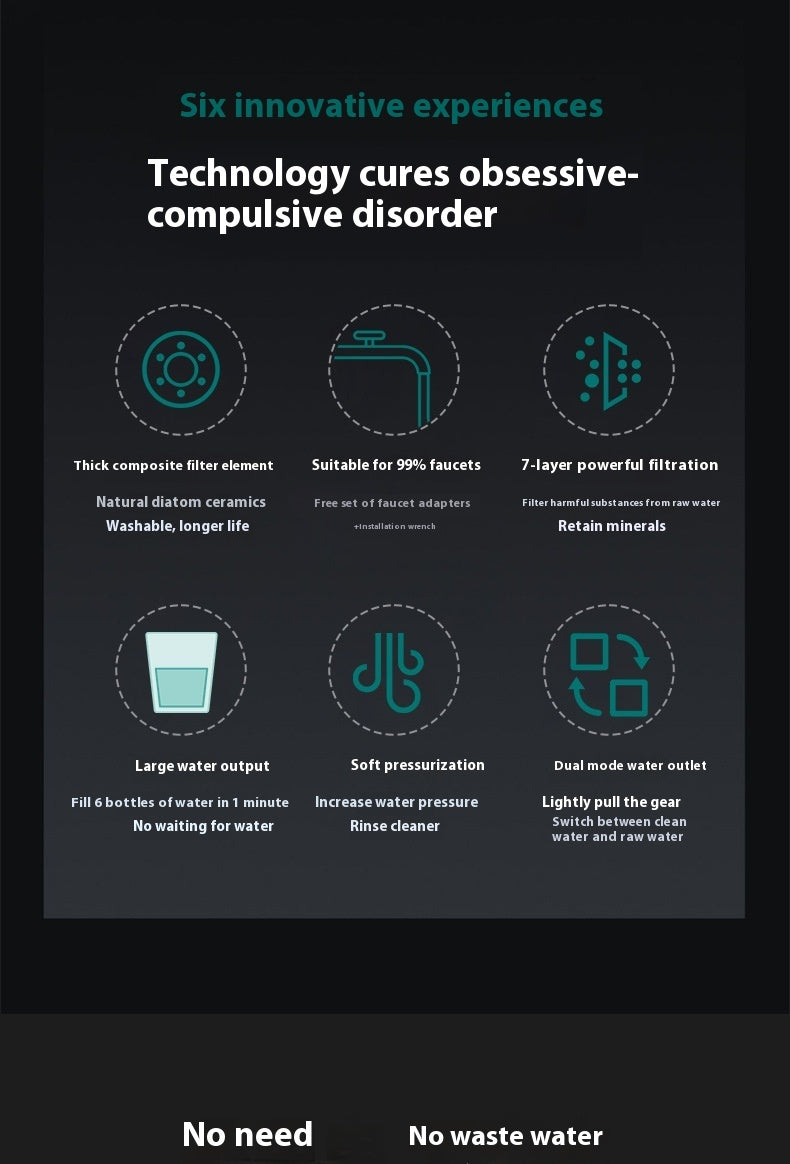 Installation-free Faucet Water Purifier Purification Direct Drink Front Filter Household One Machine Two