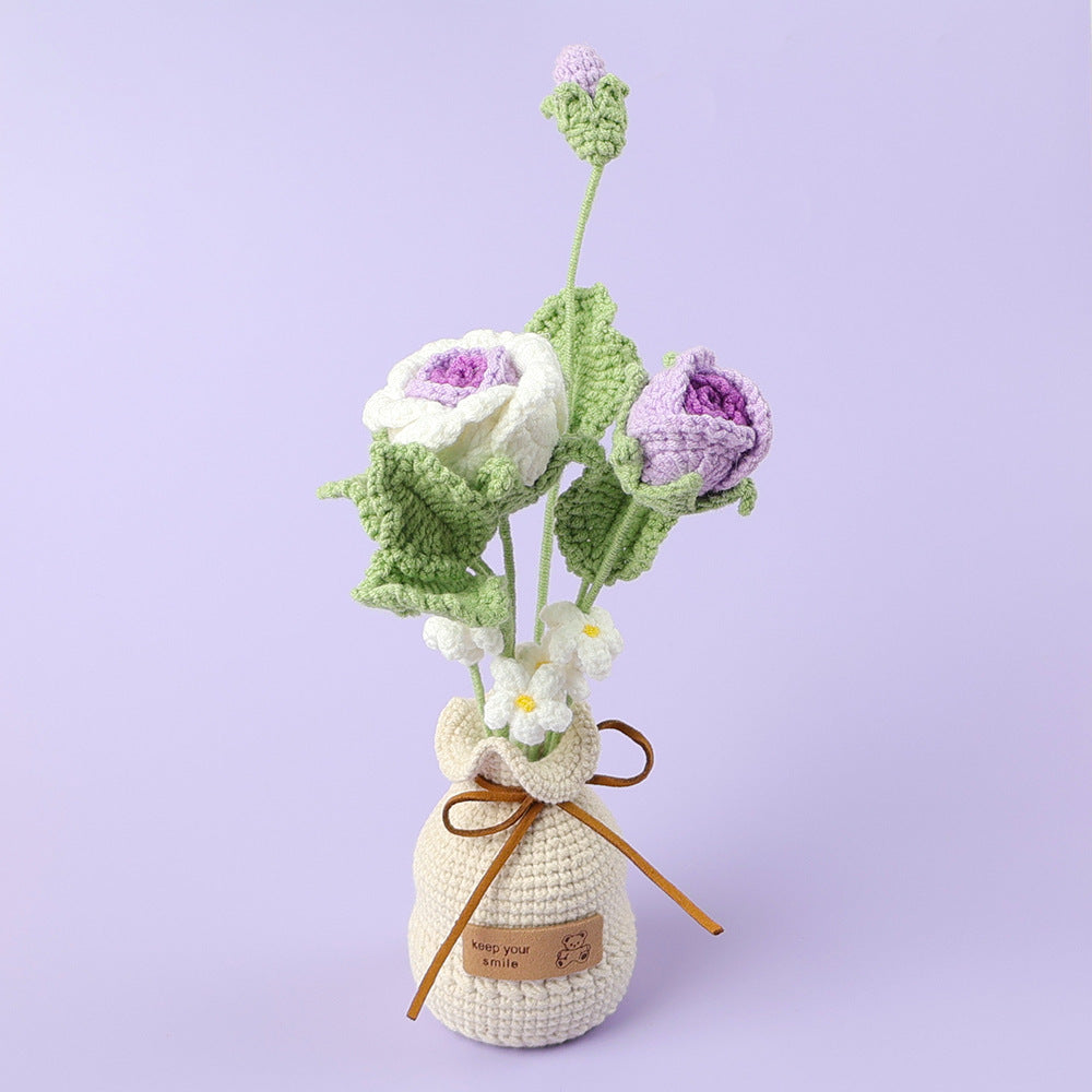 Finished Handmade Wool Woven Home Decoration Tulip Potted Plant