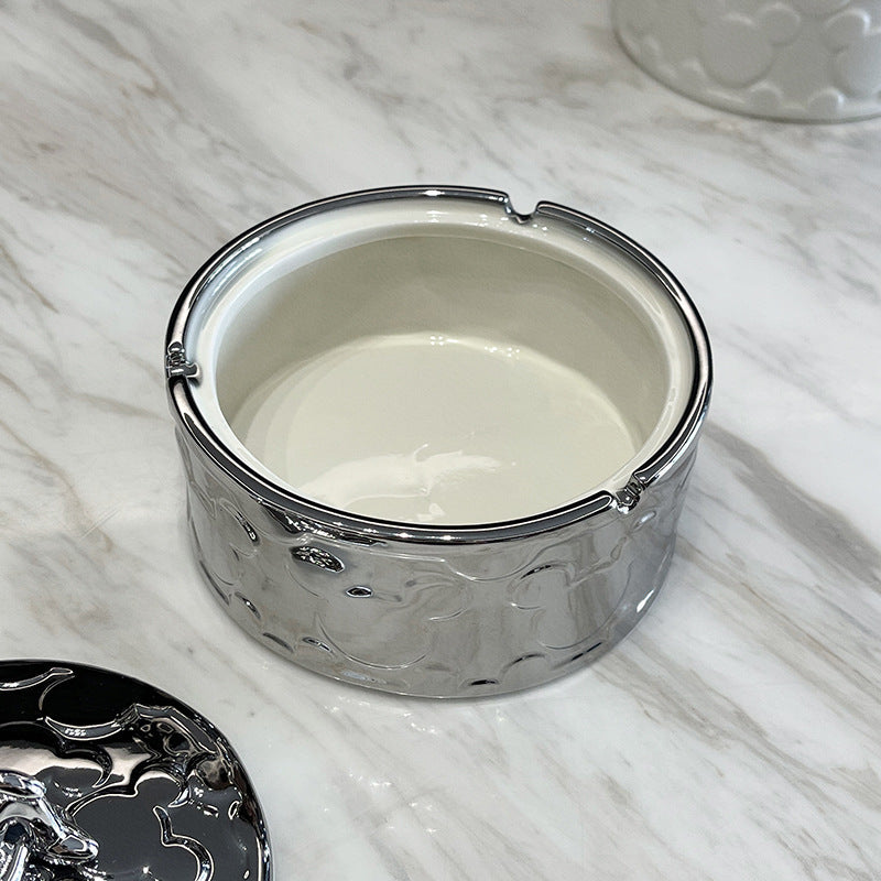 Ceramic Ashtray With Cover For Household Use
