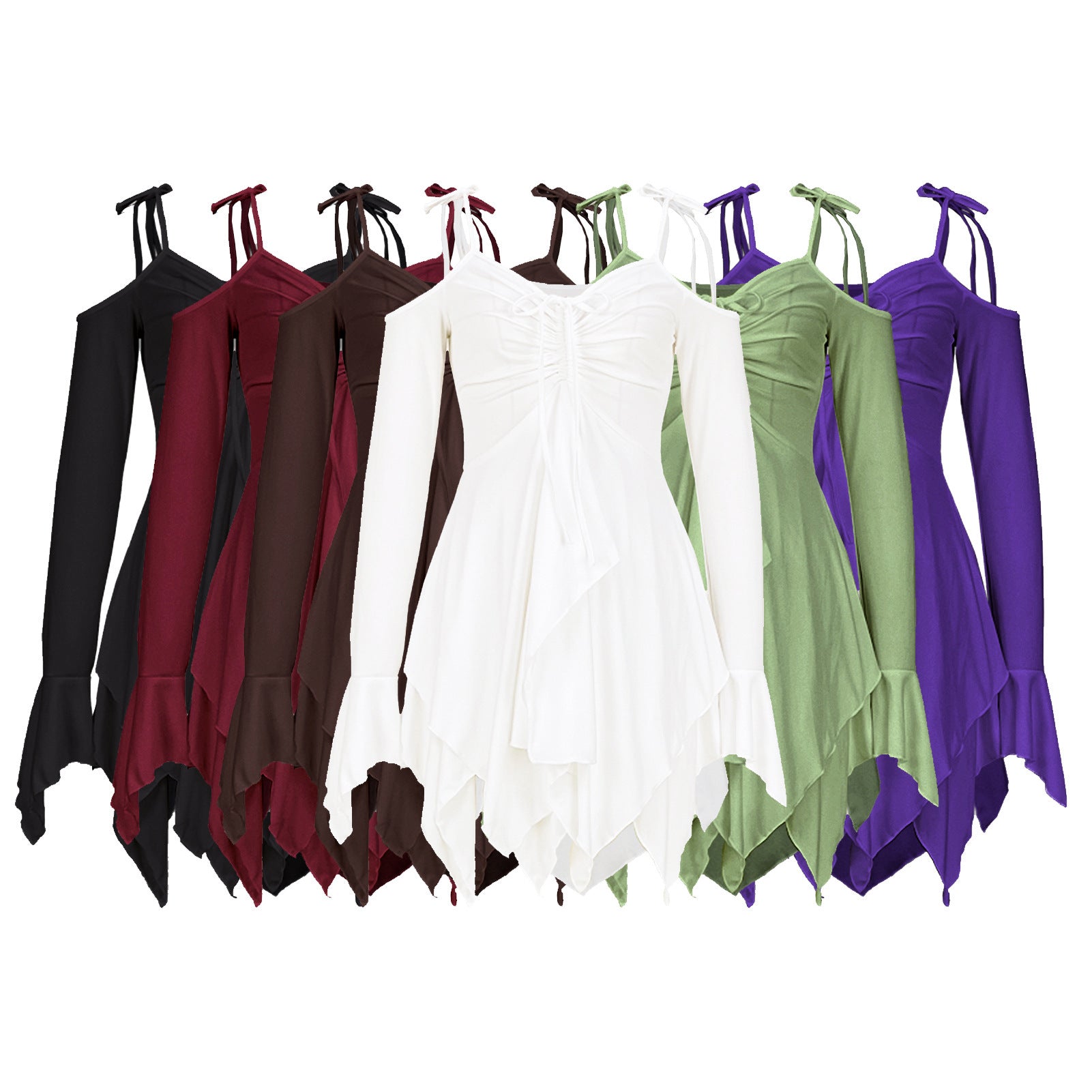 European And American Women's Clothing Irregular Spaghetti-strap Dress