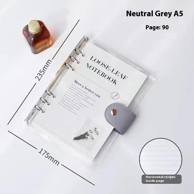 Simple Transparent Pvc Transparent Shell Loose Spiral Notebook Removable