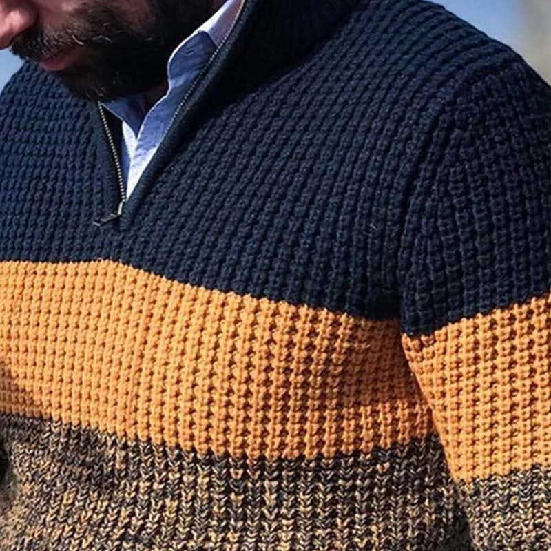 Men's sweater long sleeve color matching V-Neck Sweater