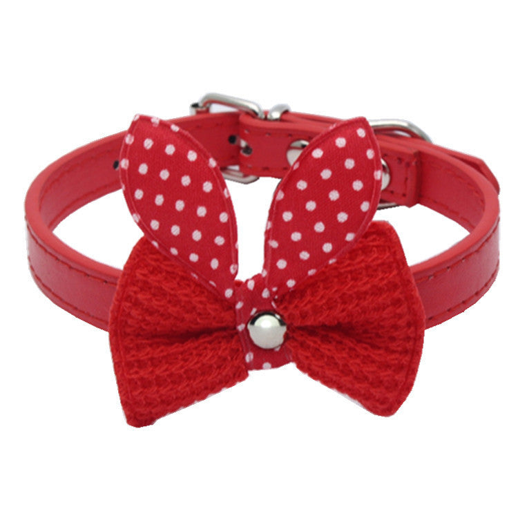 Wool Knitted Bow Pet Collar