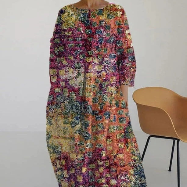 Women's Loose Round Neck Fashion Printed Dress