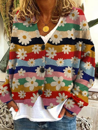 Christmas Abstract Printing Cloak Coat Cardigan Sweater