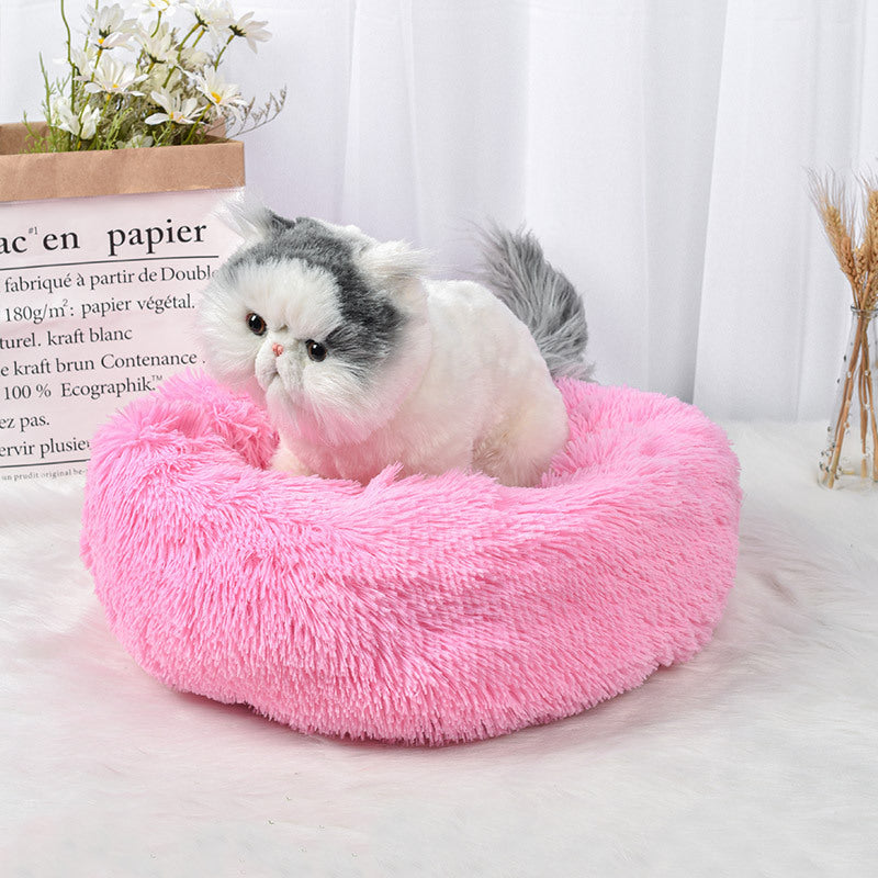 Plush round sleeping cat mat