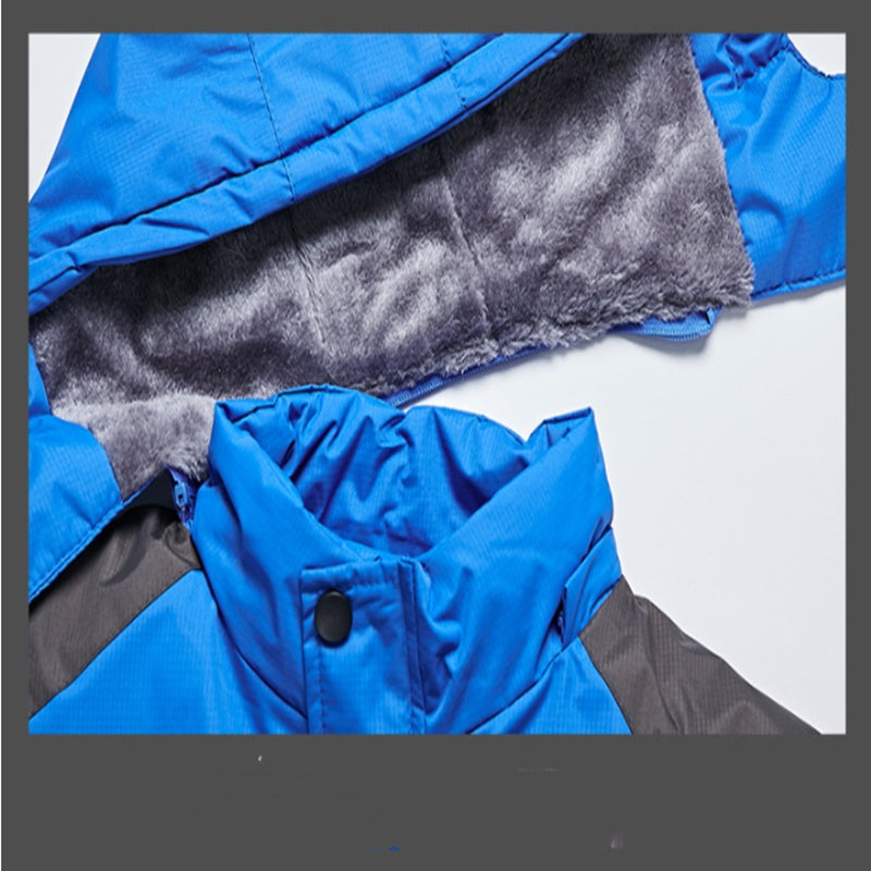 Fleece Padded Hooded Windproof Mountaineering Suit