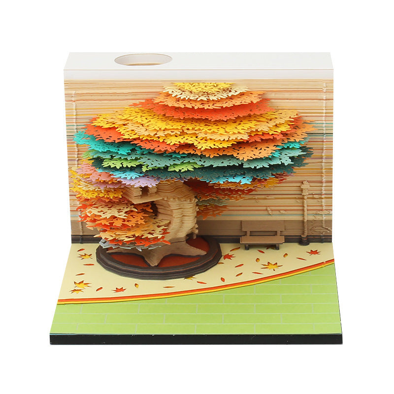 Four Seasons Tree Tree Planting Festival 3D Stereo Notepad Paper Carving