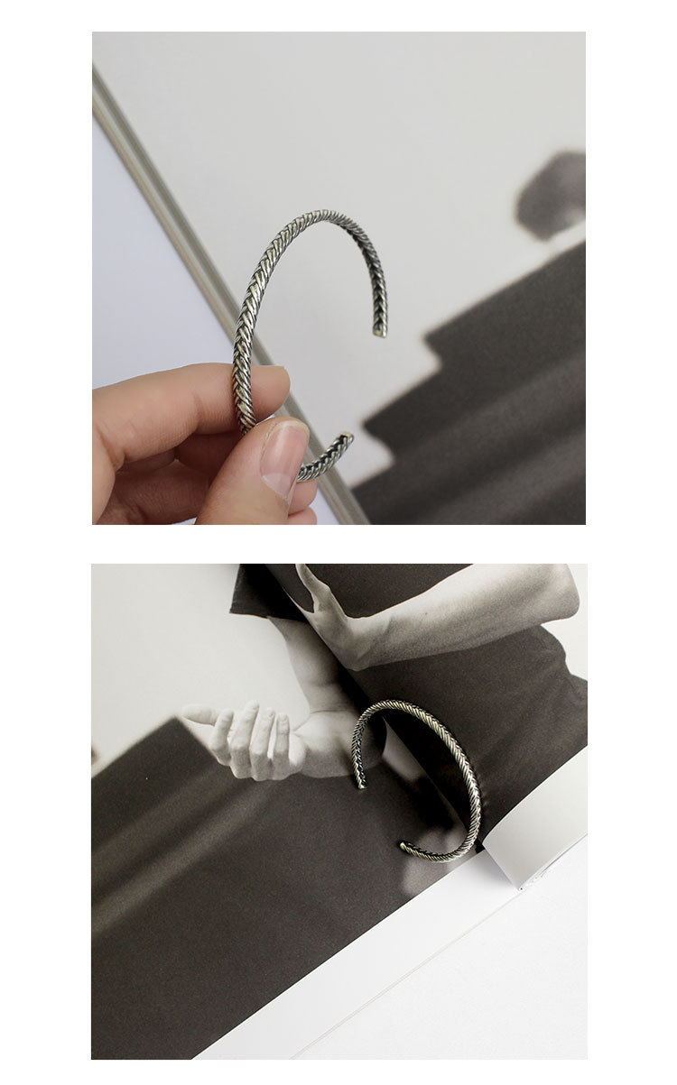 925 Sterling Silver Woven Pattern Adjustable Bracelet
