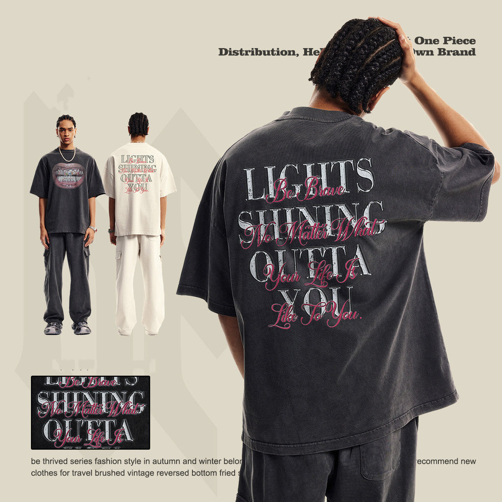 American Retro Graffiti Short Sleeve Men's High Street Printed T-shirt