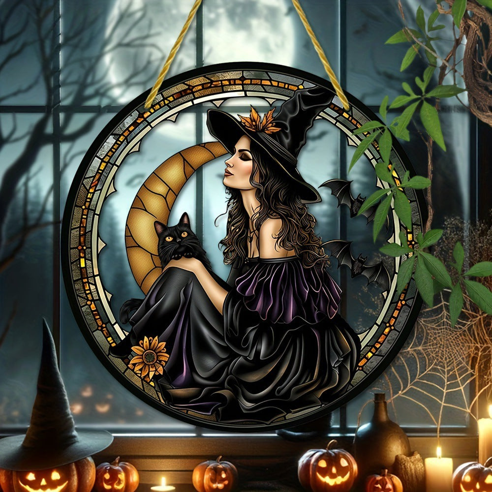 Acrylic Halloween Witch Pendant Color Disc Wall Decorations