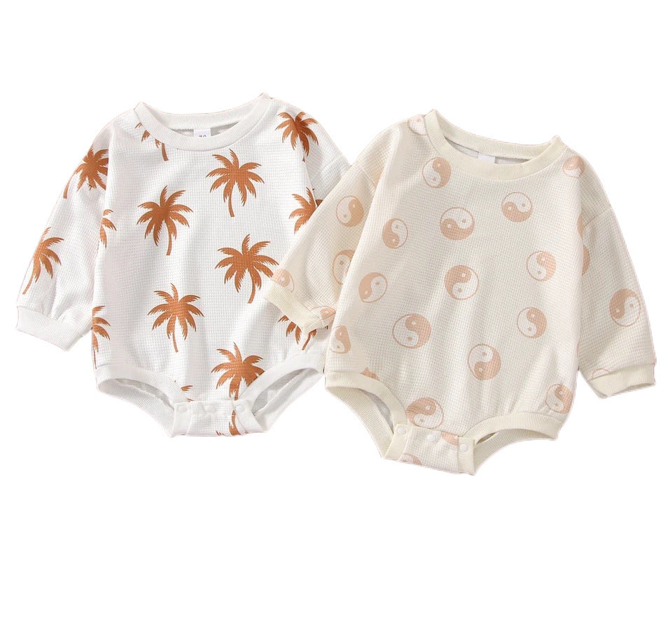 Children Long-sleeved Triangle Romper Breathable Plaid