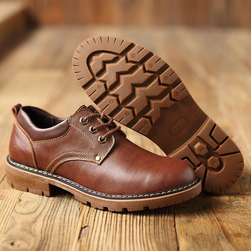 Thick-Soled Casual Leather Lace-up Men's Shoes