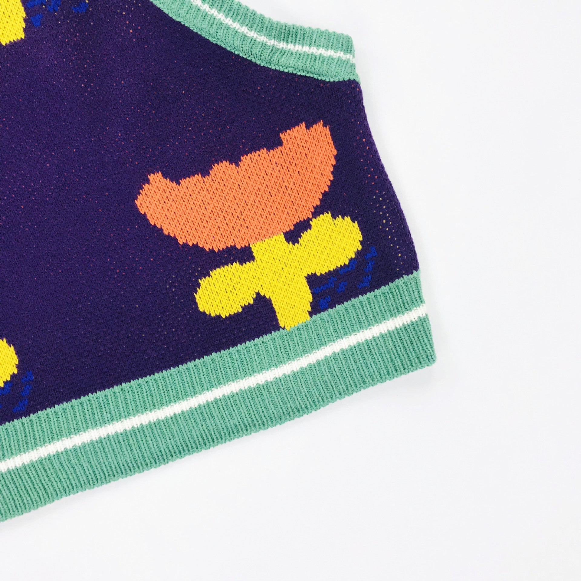 Autumn Winter Women Floral Vest V Neck Loose Knitted Pullovers Short Sweater