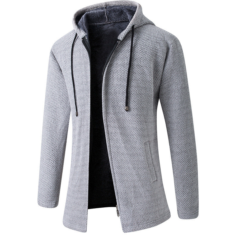 Windbreaker mid-length hooded casual jacket