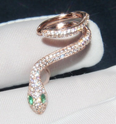 Euro-American brand S925 pure silver ear clip lady new snake-shaped full drill ear nails Chao people jewelry personality anti-allergy