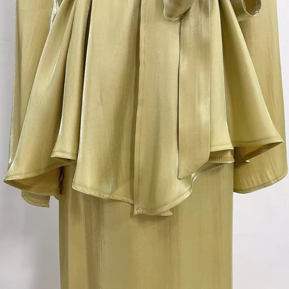 Lace Up Top Skirt Two-piece Set