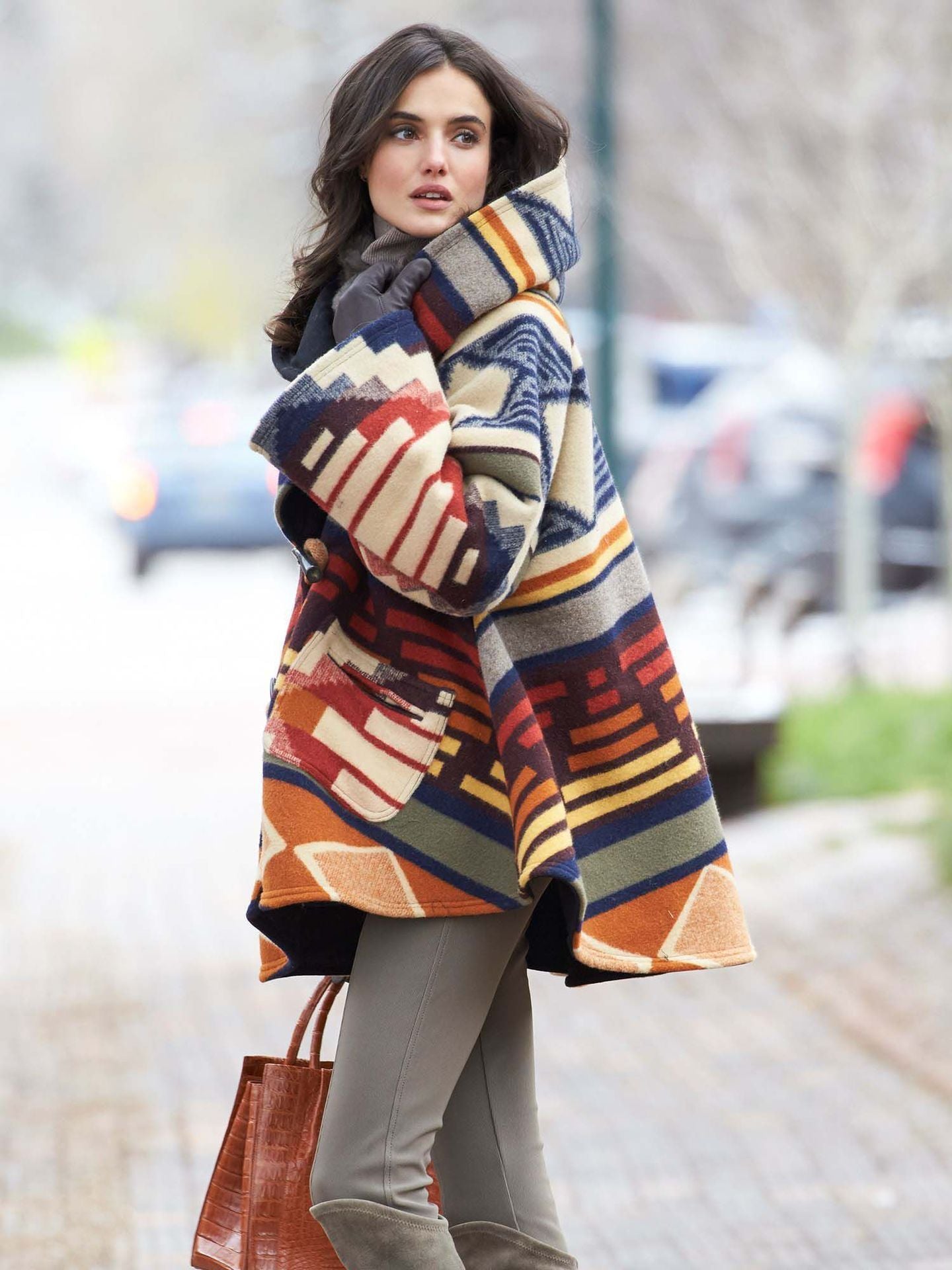 Winter New Women's Loose Retro Printed Woolen Coat