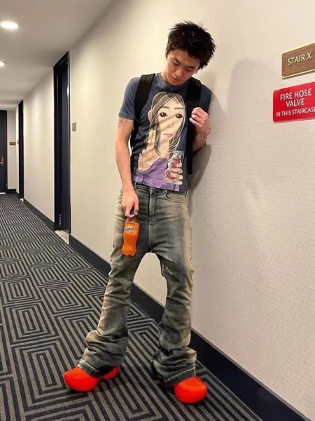 High Street Casual Solid Color Gradient Yellow Mud Dyed Vintage Washed Personality Flared Casual Pants