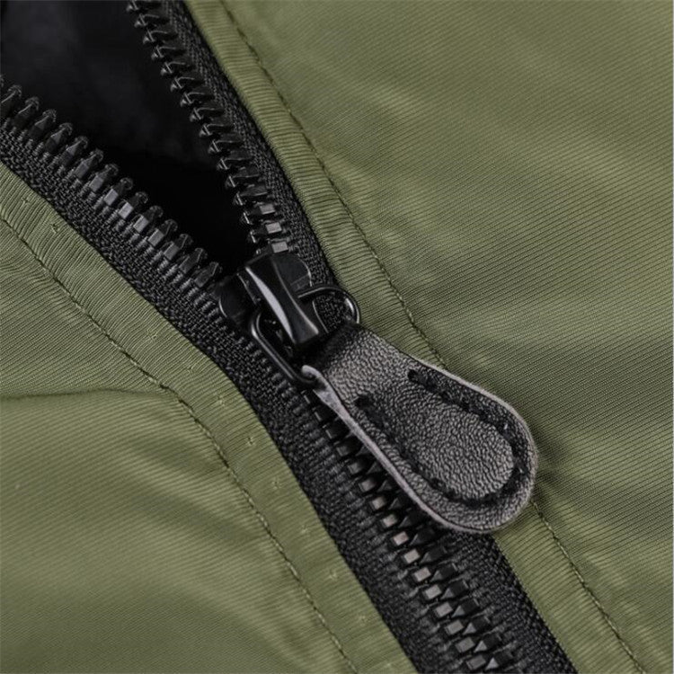 Casual solid color stand-up collar flight jacket