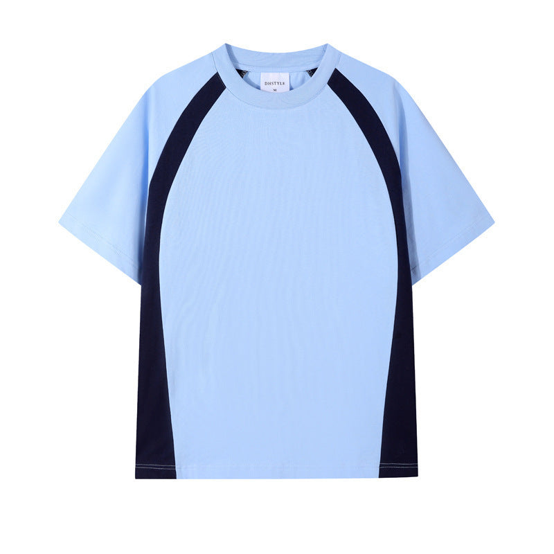 Combed Cotton Double Yarn Drop Shoulder Short Sleeve Matching Couple T-shirt