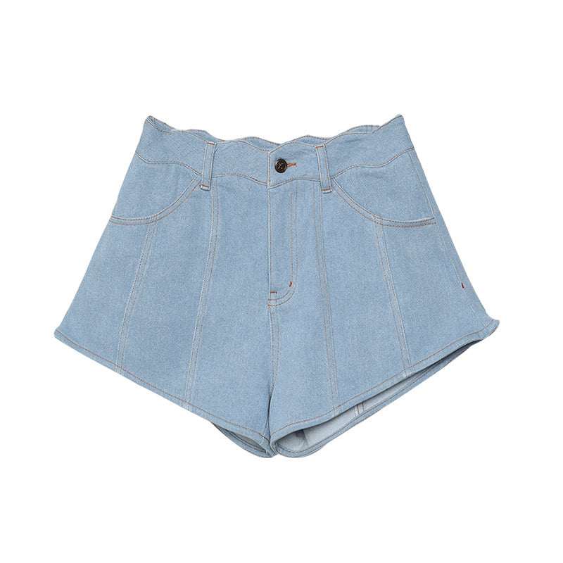 Women's lace denim shorts