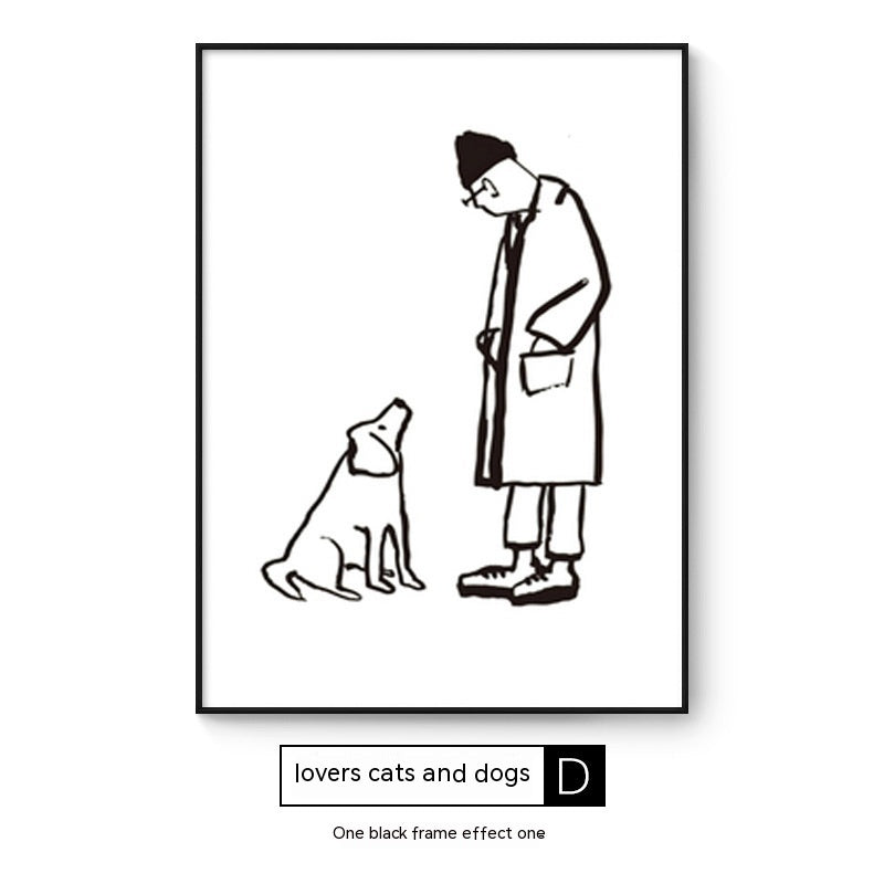 Cat And Dog Abstract Style Decorative Painting Interesting Art Style