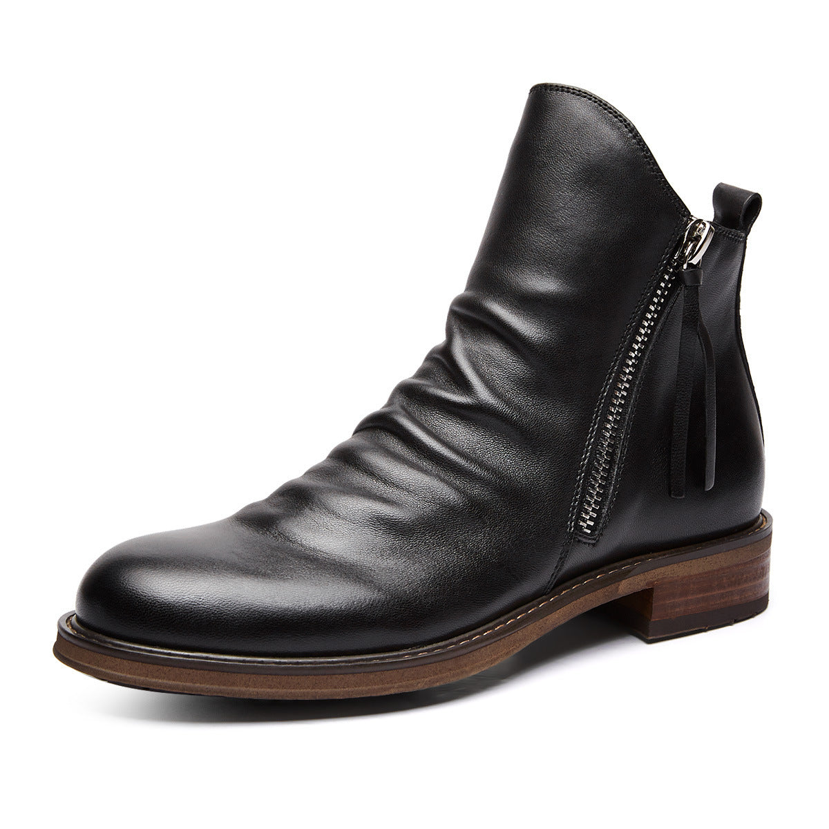 Double side zipper non-slip men's boots