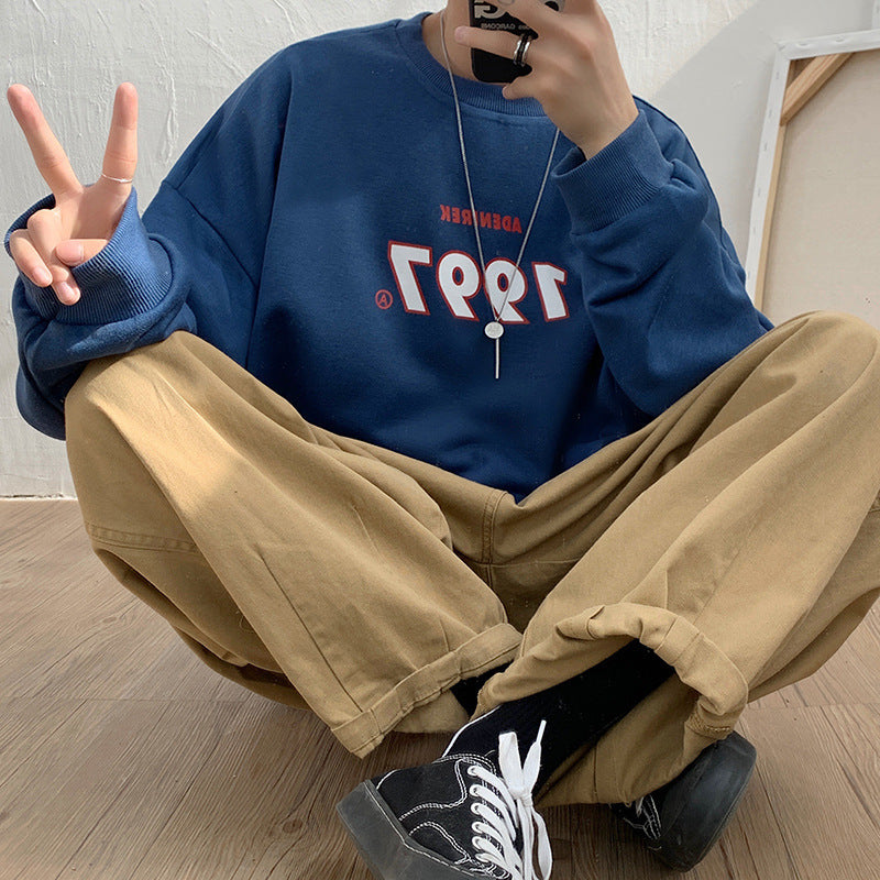 Round Neck Thin Long-sleeved Korean Style Hong Kong Style Loose All-match Sweater