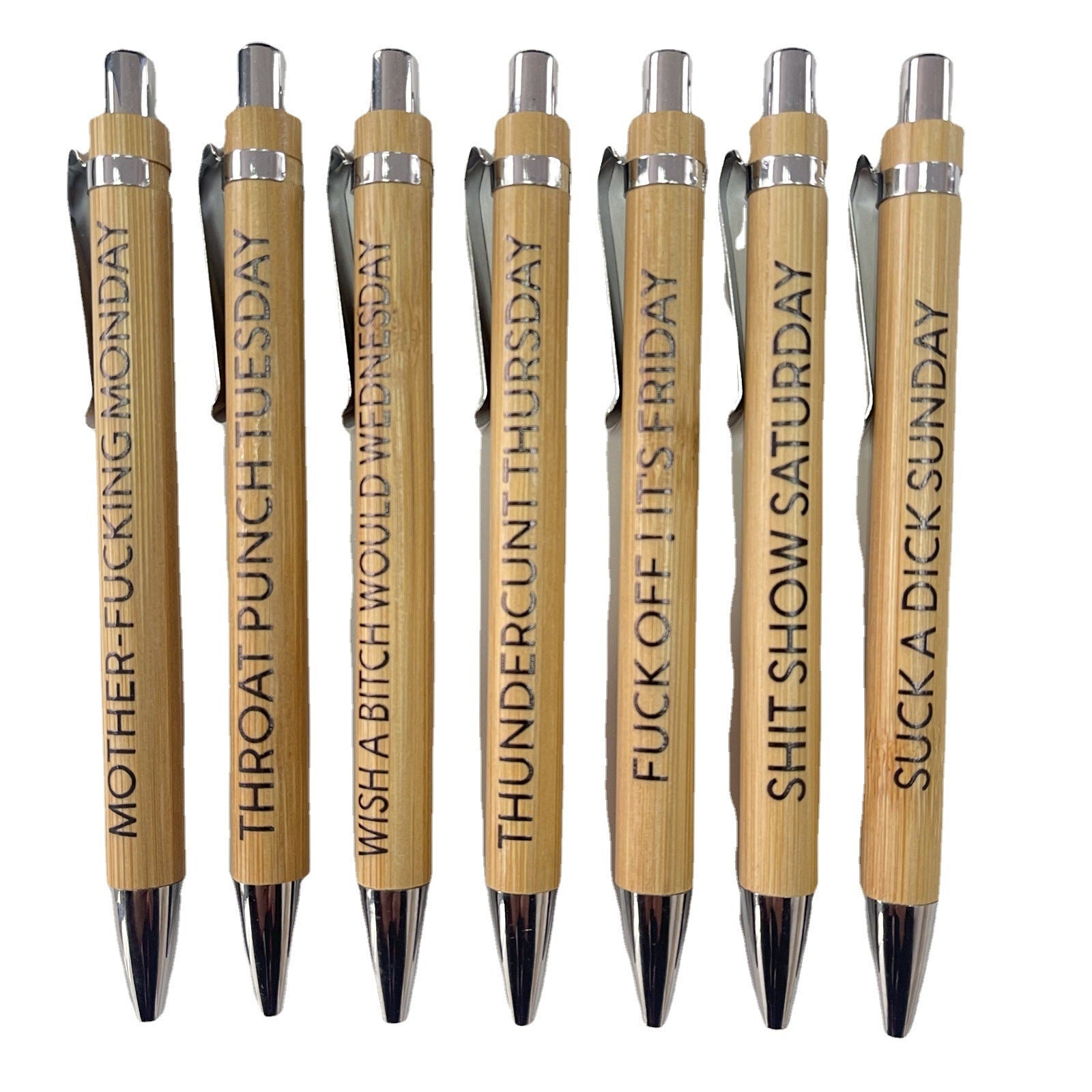 Funny 7 Days A Set Of Bamboo Ball Pens