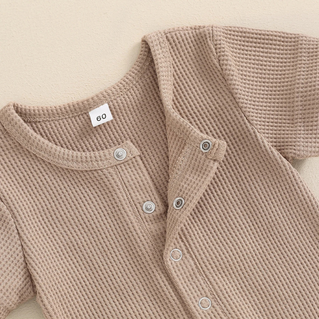 Children's Waffle Short-sleeved Jumpsuit