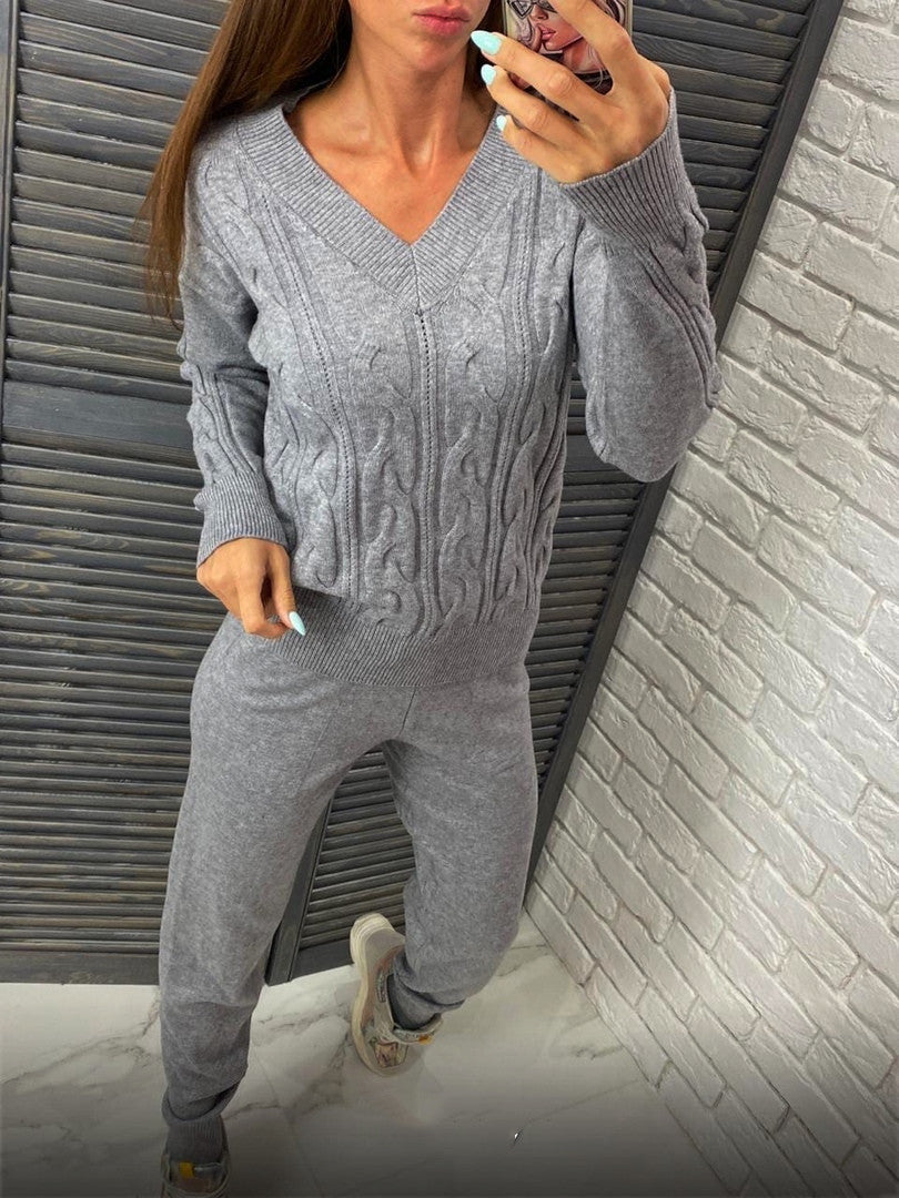 Sweater Women's European And American Casual Knitted Suit