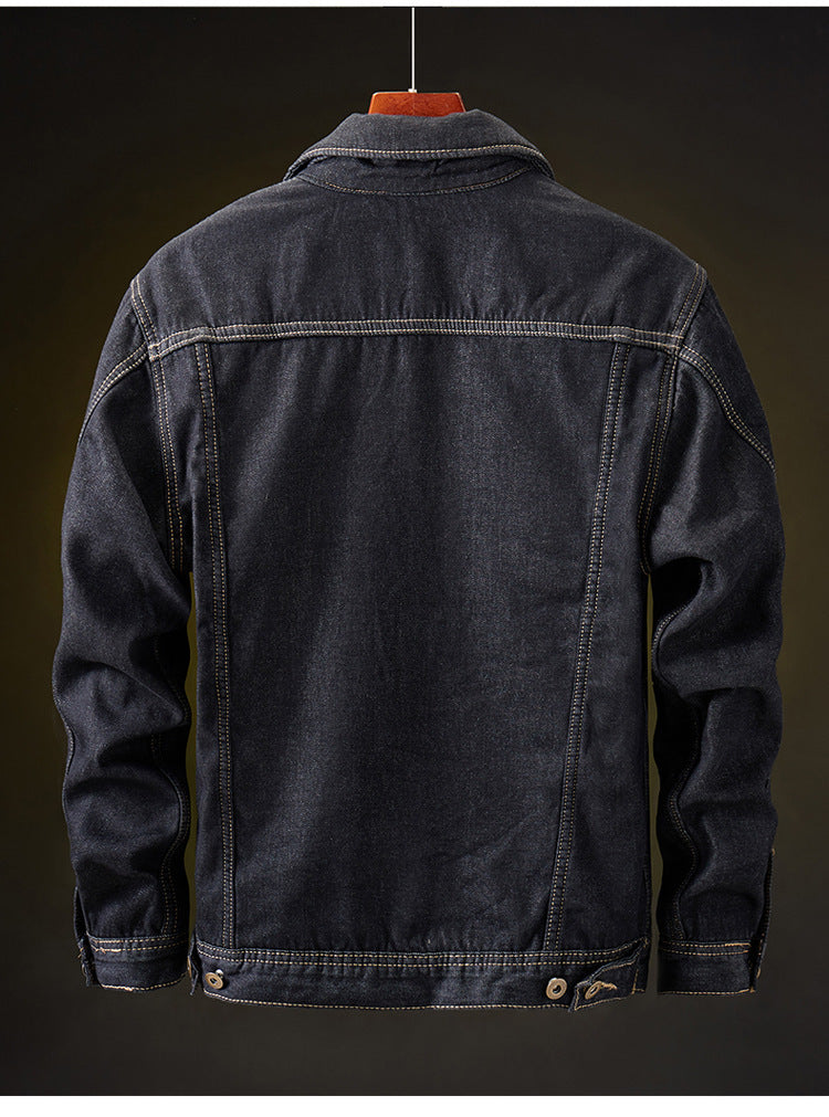 Plush Thick Slim Warm Men's Denim Jacket