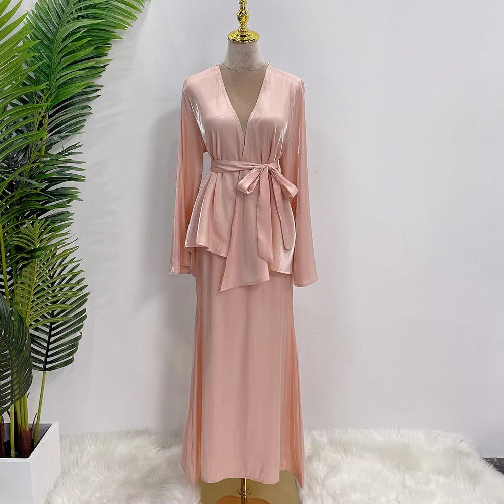 Lace Up Top Skirt Two-piece Set