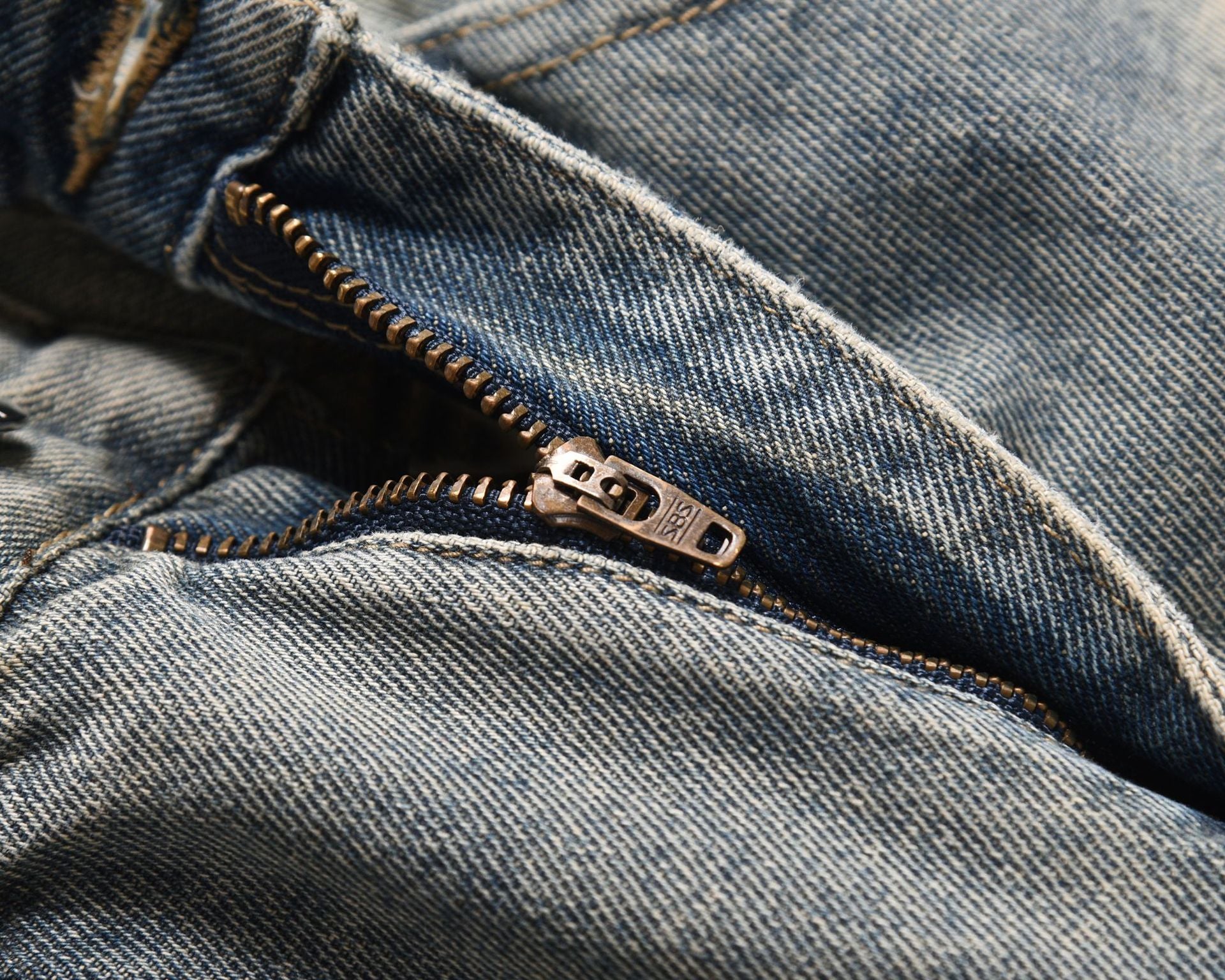 European And American Style Washed Pocket Stitching Zipper Slightly Flared Overalls