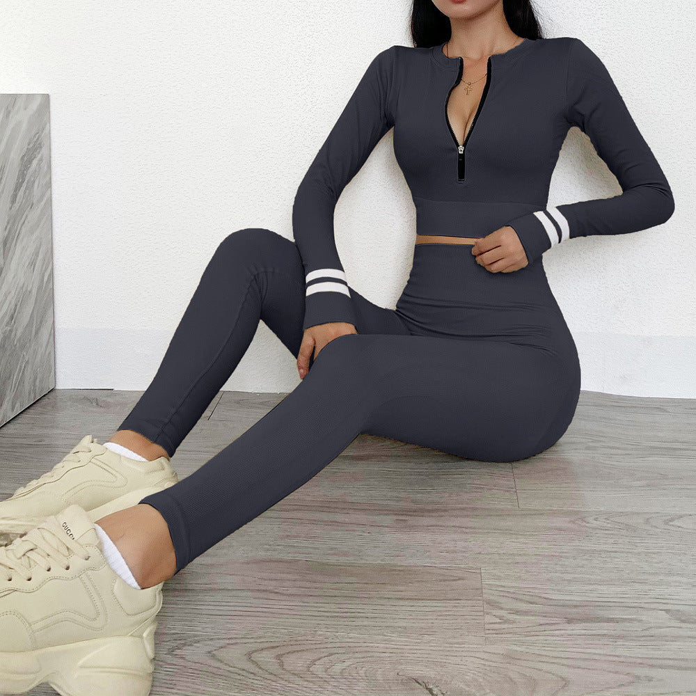Women's seamless yoga wear long sleeve suit