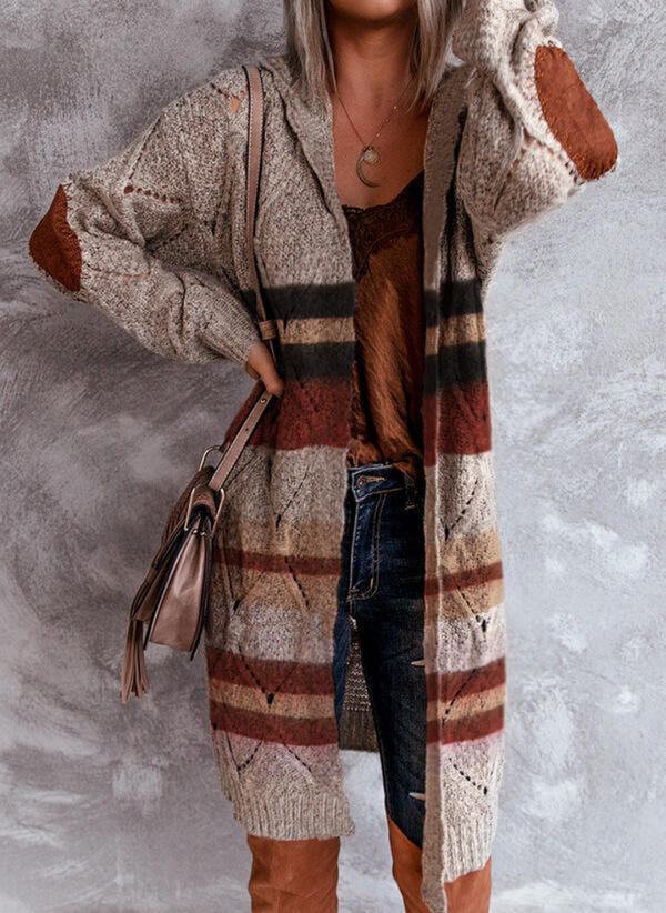 Sweater Cardigan Women'S European And American Long-Sleeved Mid-Length Sweater Coat