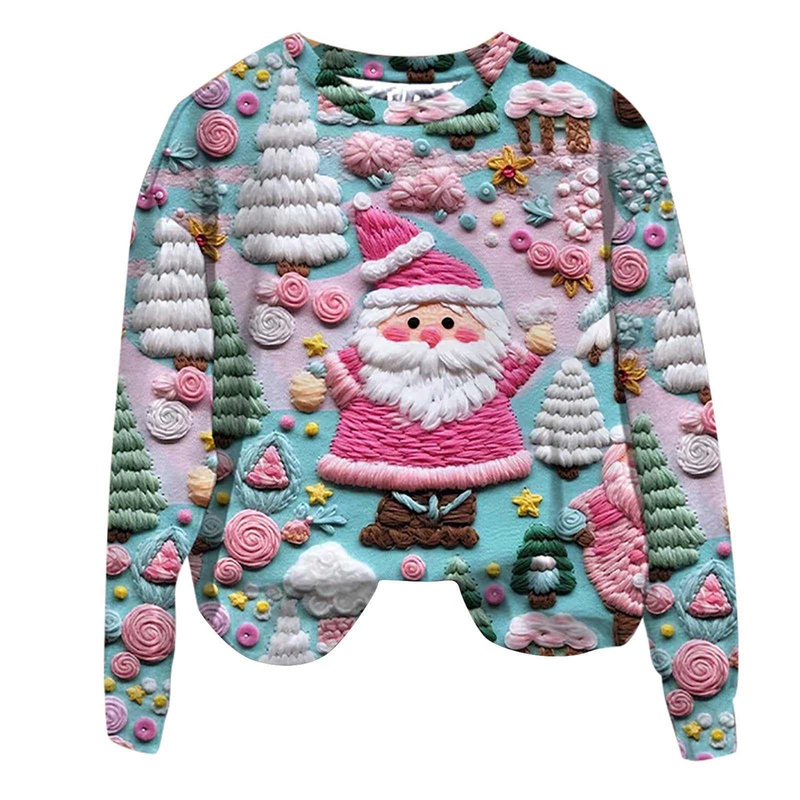 Santa Claus Print Sweater Top