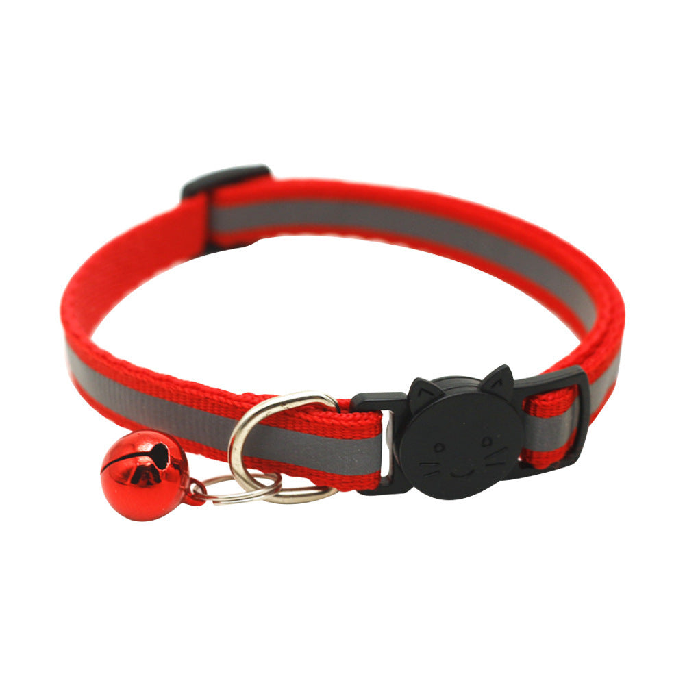Colorful Polyester Reflective Bell Cat Jack Pet Collar