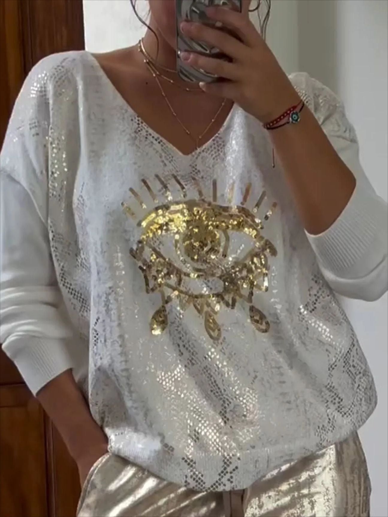 Evil Eye Bronzing Top And Trousers Suit