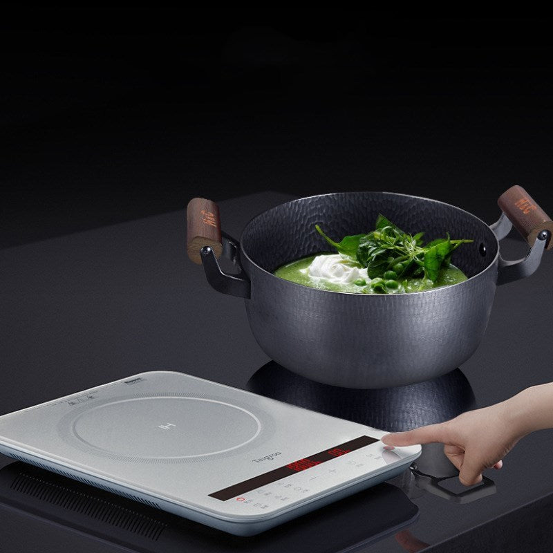 Black Binaural Handmade Iron Beaten Non-stick Soup Pot