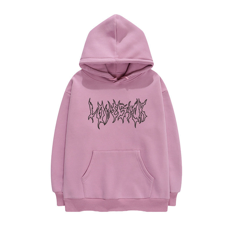 Creative Letters Lovesick Dark Line Lazy Style Sweater Women Loose Hooded